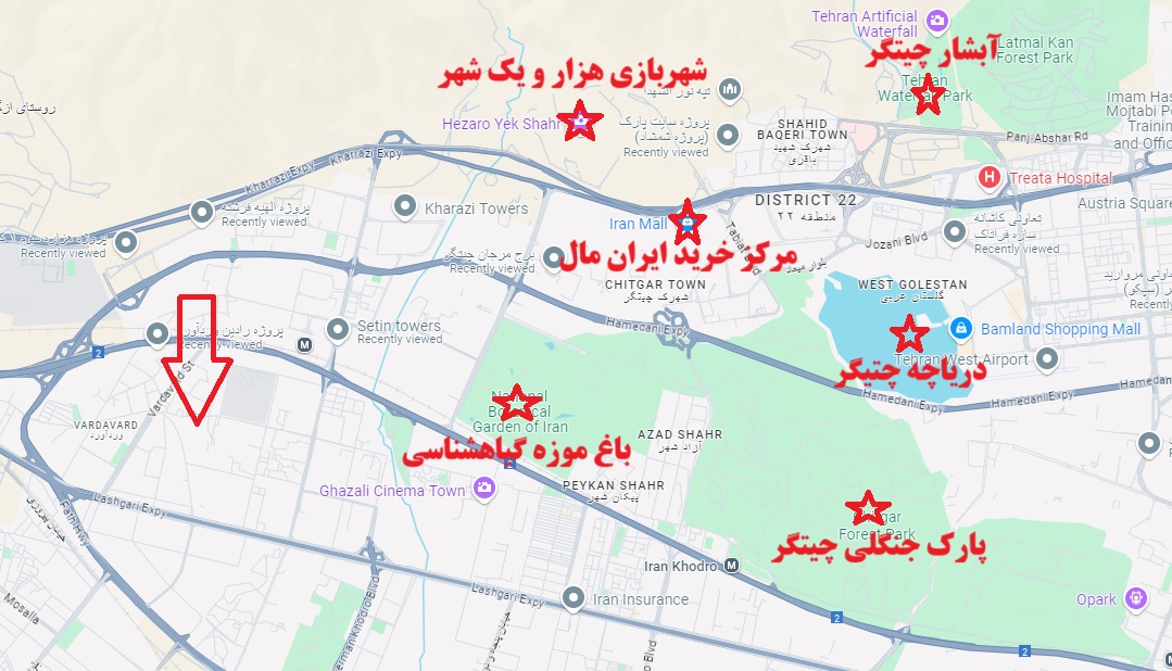 موقعیت پروژه ایران 2 روی نقشه